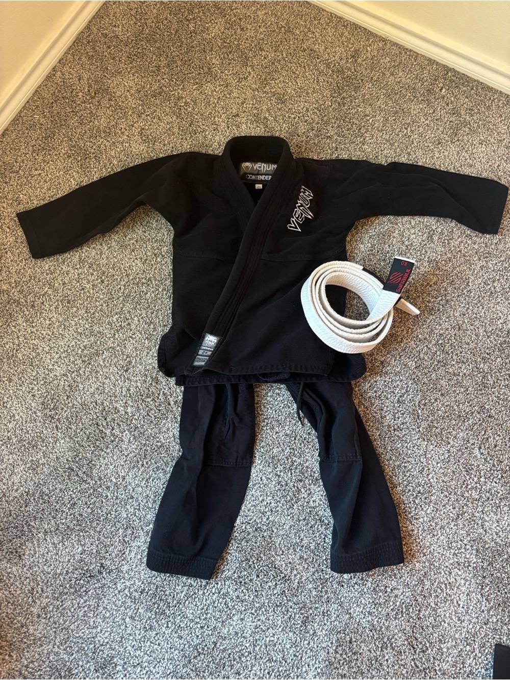 Venum Contender Kids Black Martial Arts Gi with White Belt